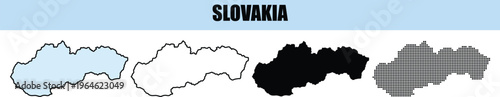 Slovakia Outline Maps Showing Geographic Shape and Textured Regions with Minimalist Design