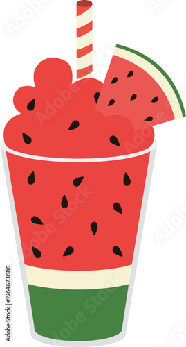 Sweet watermelon slush topped with small watermelon pieces