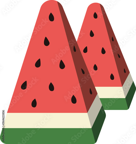Two standing triangular watermelon slices