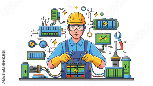 Battery Engineer: A dedicated engineer meticulously works with intricate electronic components, showcasing their expertise in the field of electrical engineering and battery technology.