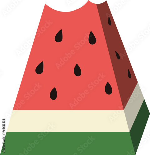 Bitten thick rind watermelon slice