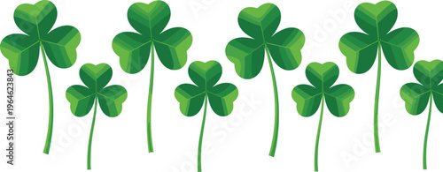 Set of green clover leaves shamrock symbols isolated on white background lucky plant vector illustration collection