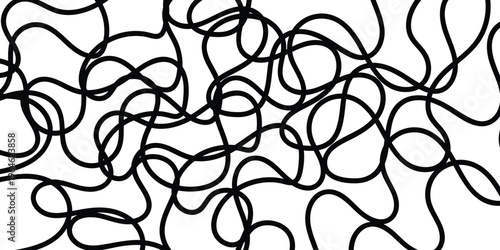 abstract creative black noodle line design.