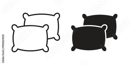 Pillow icons vector silhouette set. thin line icon pack.