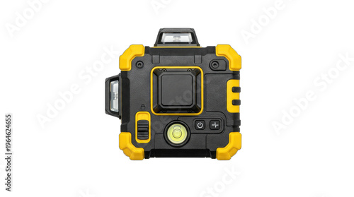 Self leveling cross line laser level tool isolated on white background