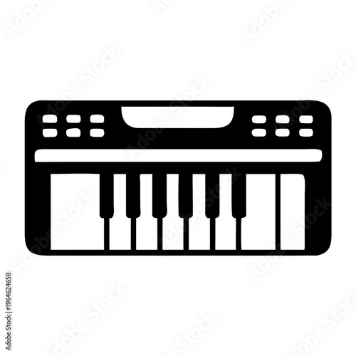 digital piano icon silhouette illustration for music instrument performance and electronic keyboard design