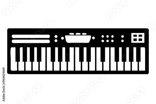 electric piano silhouette illustration for music instrument performance and electronic keyboard design