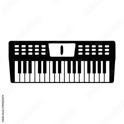 electric piano icon silhouette illustration for music instrument performance and electronic keyboard design