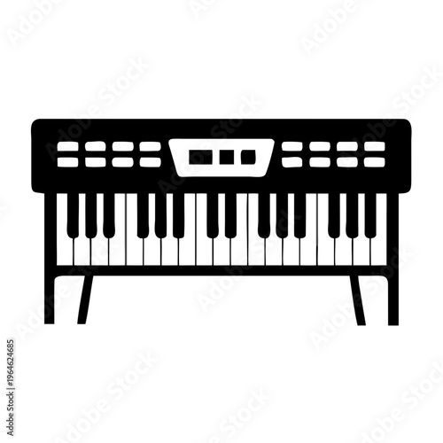 digital piano icon silhouette illustration for music instrument performance and electronic keyboard design