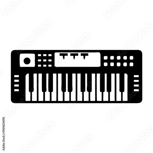 electric piano icon silhouette illustration for music instrument performance and electronic keyboard design