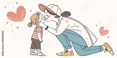 Child kissing mother on cheek