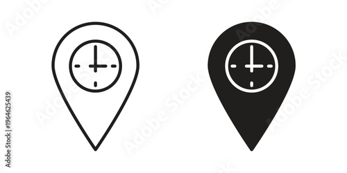 Real time location icons vector silhouette set. thin line icon pack.