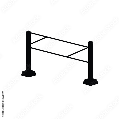 Simple vector graphic of a temporary barrier with two posts and connecting ropes, isolated on white.