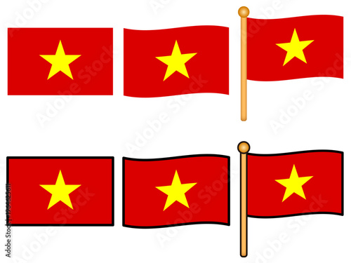 	ベトナムの国旗のイラスト素材セット