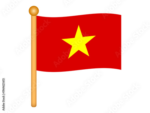 	なびくベトナムの国旗のイラスト素材