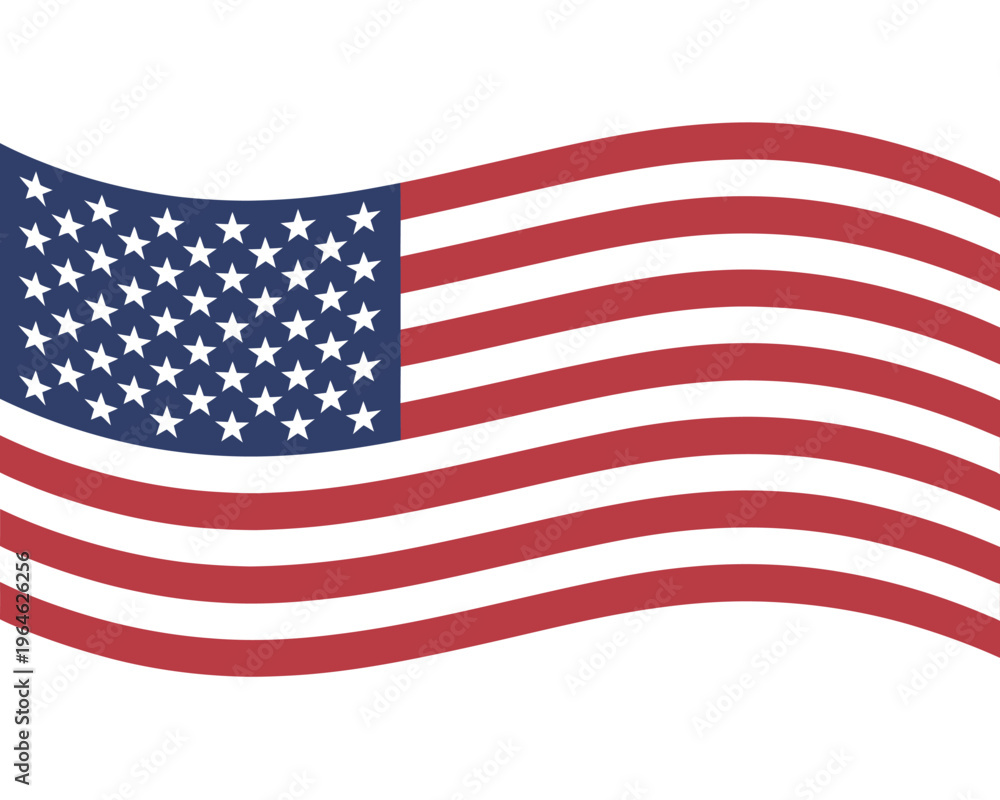 Fototapeta premium American flag waving with blue rectangle and white stars on red white stripes symbol