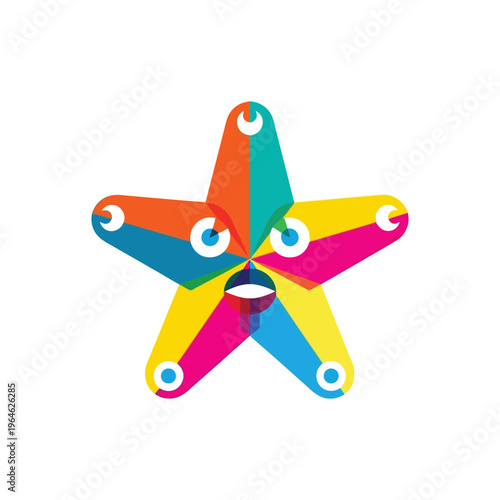 A colorful star shaped fidget spinner toy