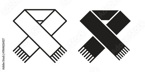 Scarf icons vector silhouette set. thin line icon pack.