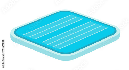 Isometric Swimming Pool Icon, 3D Minimalist Blue Water Platform Vector for App UI and Architectural Landscape Visualization