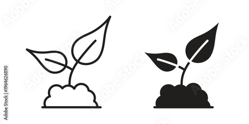 Seedling icons vector silhouette set. thin line icon pack.