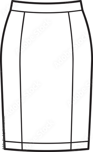 Simple line drawing of a classic pencil skirt with a fitted silhouette