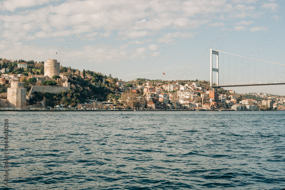 Fototapeta premium Rumeli Fortress and Bosphorus Bridge panorama