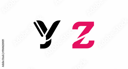 Stylized Y and Z letters modern typographic design concept.