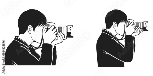 Photography posture vector illustration for camera handling, photo shooting technique and professional visual design