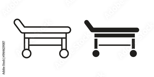 Stretcher icons vector silhouette set. thin line icon pack.