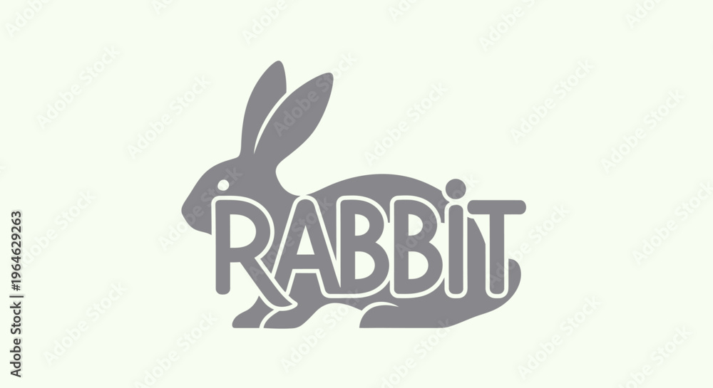 Fototapeta premium Stylized Rabbit Silhouette with RABBIT Text Inscribed.