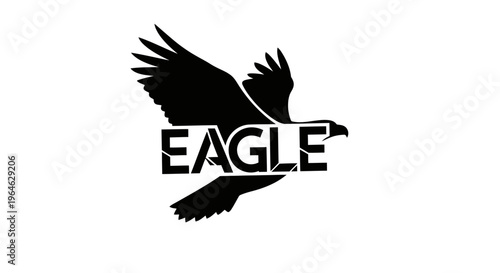 Bold Eagle Silhouette with Text Logo Design.