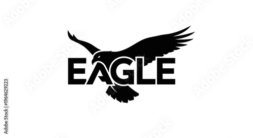 Majestic Eagle Silhouette Flying with Bold Text Overlay.