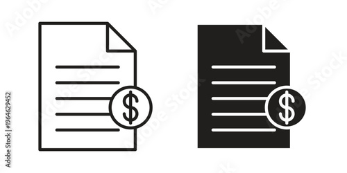 Tax icons vector silhouette set. thin line icon pack.