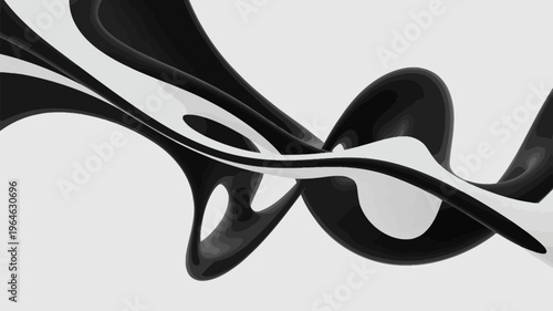 Abstract fluid shapes in black and white a dynamic artistic composition