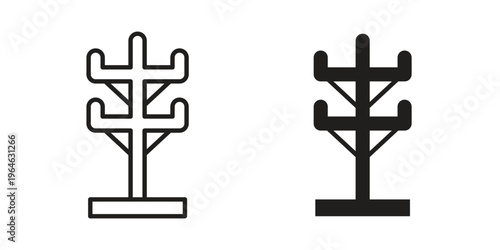 Utility pole icons vector silhouette set. thin line icon pack.