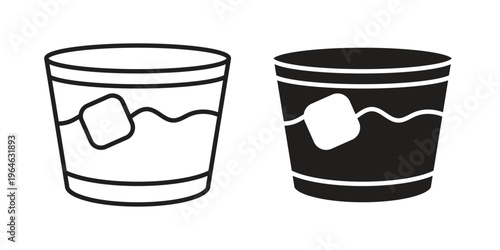 Whiskey Glass icons vector silhouette set. thin line icon pack.