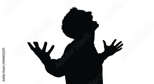 Powerful vector graphic illustration of a screaming man's silhouette expressing deep frustration or intense emotion.