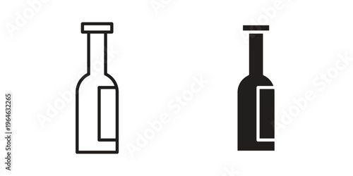 Wine bottle icons vector silhouette set. thin line icon pack.