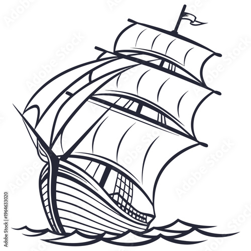 ship vector tattoo design silhouette illustraiton.ai