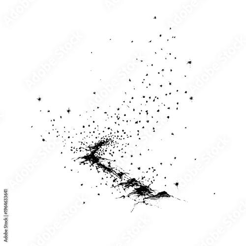 Minimalist black ink splatter design featuring dynamic paint droplets and artistic grunge textures isolated on a clean white background for modern graphic creative projects