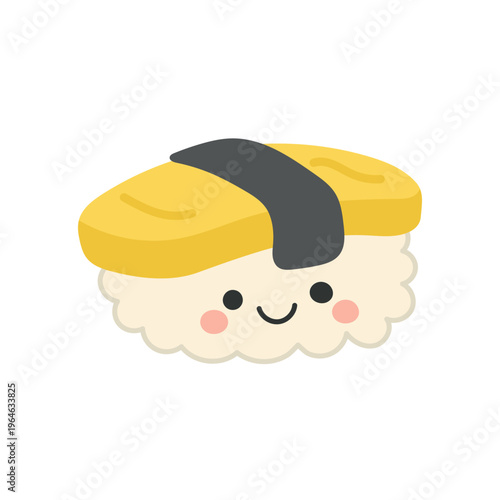 Food cartoon japan with illustration vector tamago sushi and design icon rice. Japanese asian egg with restaurant food art, graphic fish isolated. Healthy cute food with cuisine seafood illustration