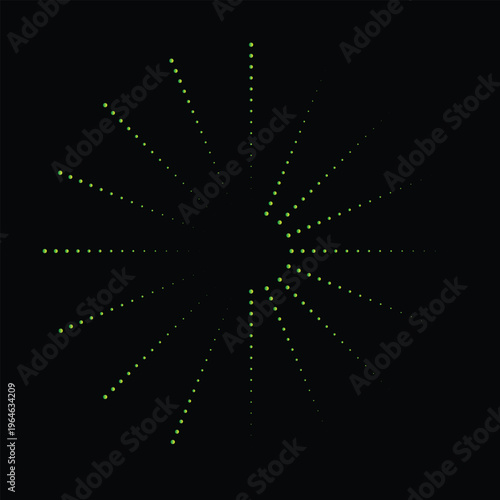 Radial Pattern of Green Dots on Black Background yellow