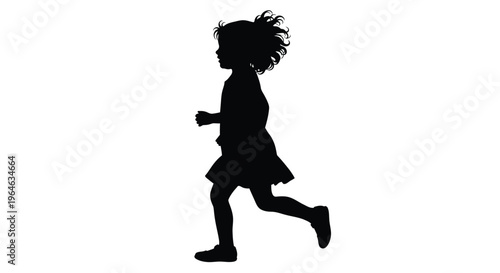 Dynamic vector graphic illustration of a cheerful young girl running with enthusiasm and energy.