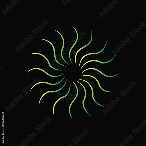Swirling Green and Yellow Gradient Radial Pattern vector