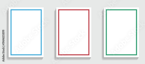 Three Blank Rectangular Frames With Colored Borders