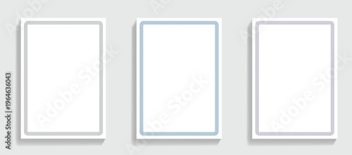 Three Blank Rectangular Frames With Double Line Borders
