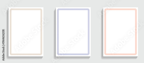 Three Blank Rectangular Frames With Double Line Borders