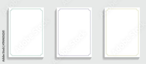 Three Blank Rectangular Frames With Green Blue and Gold Borders