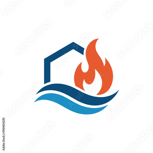 House fire and water protection logo