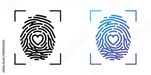 Fingerprint scan with heart symbol for secure identification